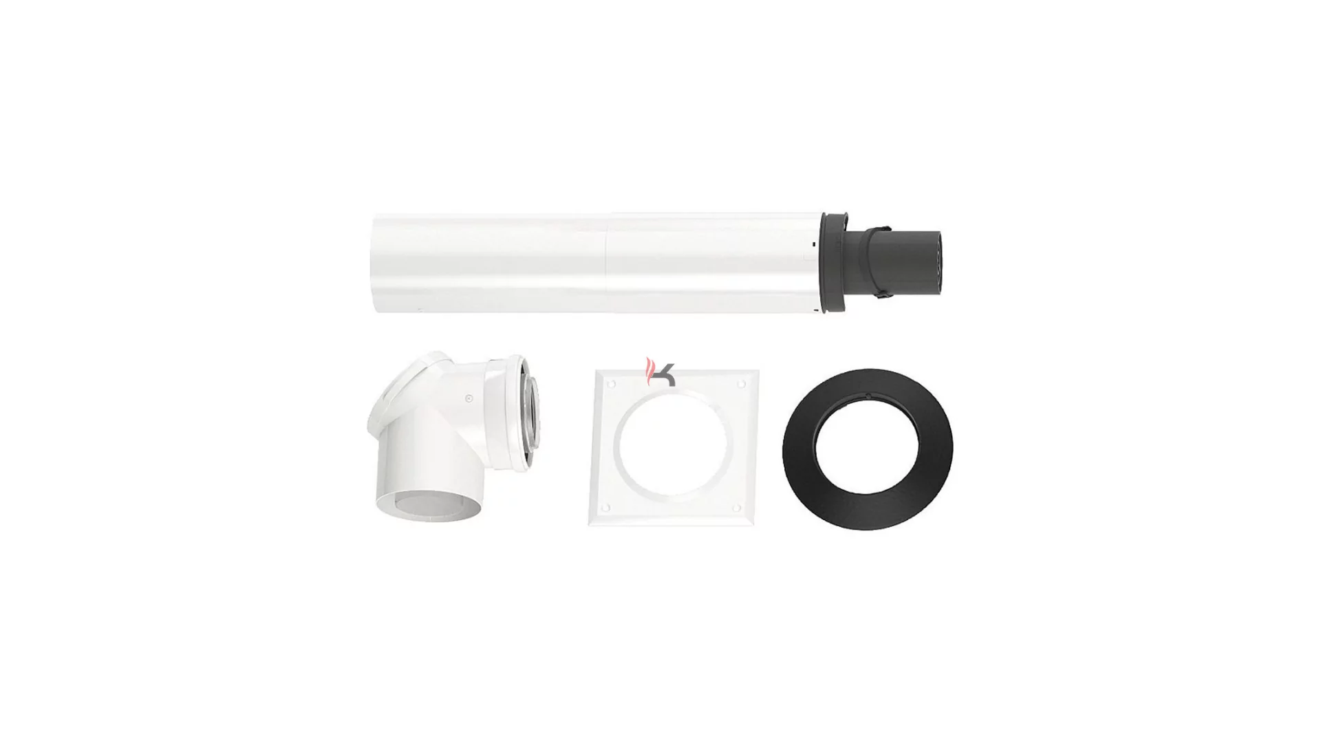 Bosch FC-Set80-C13x kondenzációs vízszintes kivezető szett, vízszintes kivezetés, ellenörző könyökkel PPs/Alu D80/125 mm, 331-560 mm (Gyártói cikkszám: 7738112574)