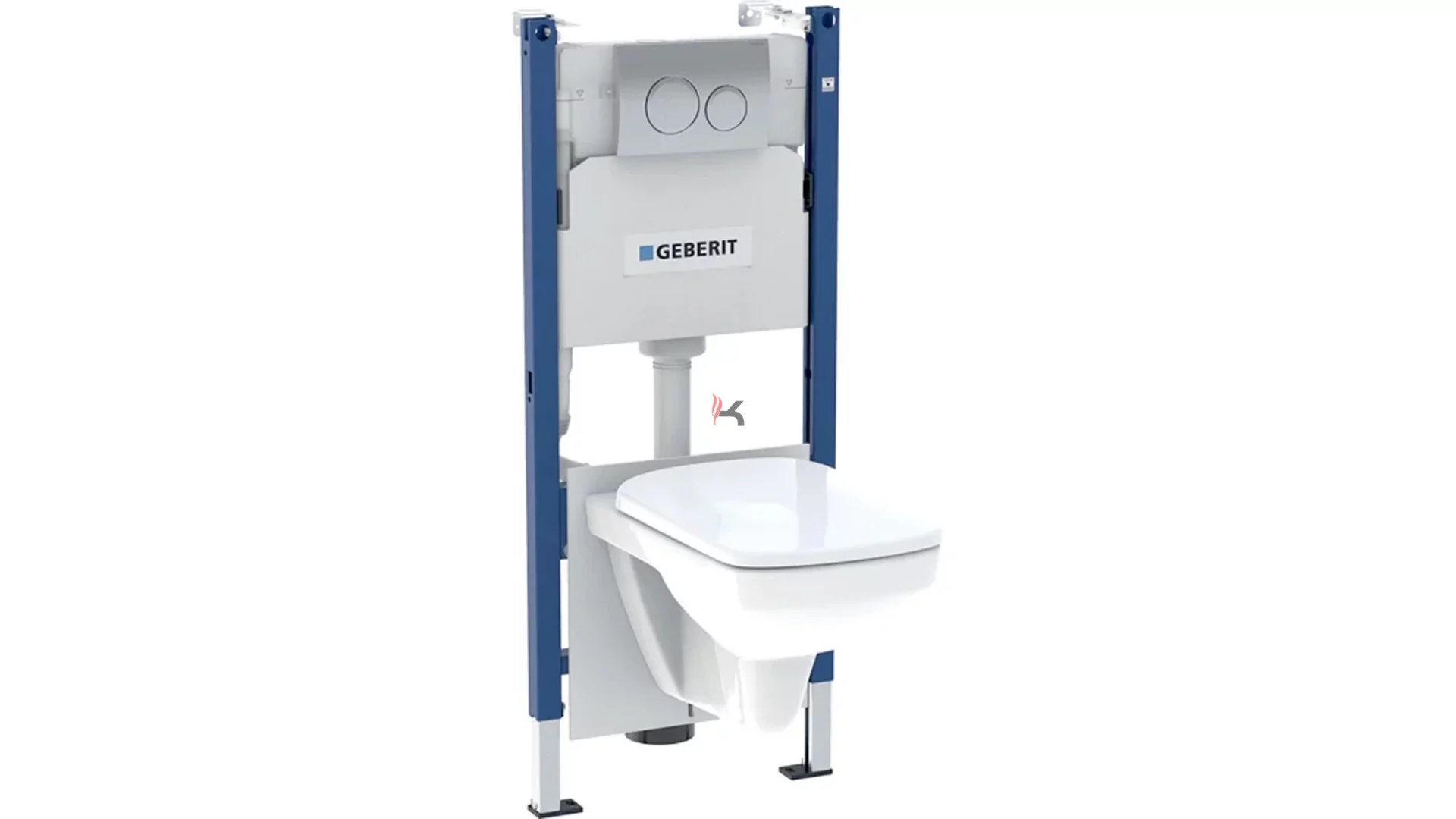 Geberit Duofix fali WC-szerelőelem készlet, 112 cm, Delta 12 cm-es falsík alatti öblítőtartállyal, Delta20 működtetőlap, kerek, Selnova Square fali WC, szögletes, Rimfree (Gyártói cikkszám: 118.402.21.2)