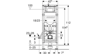 Geberit Duofix fali WC szerelőelem, 112 cm, Sigma 12 cm-es falsík alatti öblítőtartállyal, akadál 2.