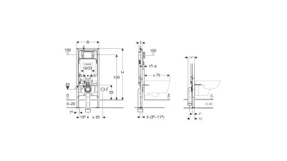 Geberit Duofix fali WC szerelőelem, 114 cm, Sigma 8 cm-es falsík alatti öblítőtartállyal 2.