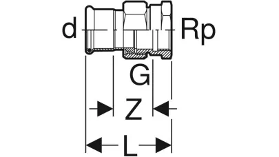 Geberit Mapress horganyzott szénacél réz BM átmeneti csatlakozó idom, d22, Rp 3/4", G 1" 2.