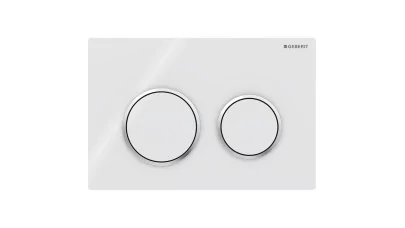 Geberit Omega20 működtetőlap, 2 mennyiséges öblítéshez, round: fehér/aranyozott