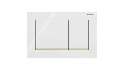 Geberit Omega20 működtetőlap, 2 mennyiséges öblítéshez, square, fehér/aranyozott/fehér