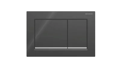 Geberit Omega20 működtetőlap, 2 mennyiséges öblítéshez, square, fekete/fényes króm