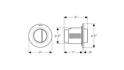 Geberit távműködtető 01-es típusú, pneumatikus, round, 2 mennyiséges öblítéshez, falsík alatti sz 2.