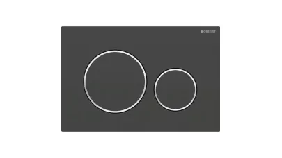 Geberit Sigma20 működtetőlap 2 mennyiséges öblítéshez, round, matt fekete/fényes króm