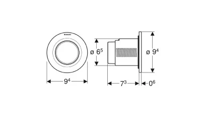 Geberit távműködtető 01-es típusú, pneumatikus, round, 1 mennyiséges öblítéshez, falsík alatti sz 2.