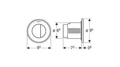 Geberit távműködtető 10-es típusú, pneumatikus, round, 2 mennyiséges öblítéshez, falsík alatti sz 2.