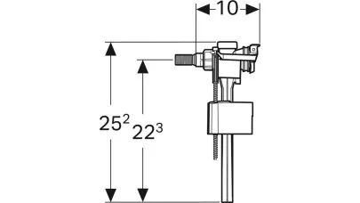 Geberit töltőszelep 333 típus, oldalsó vízcsatl., 3/8", sárgaréz csonk 2.