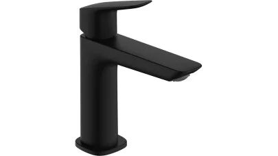Hansgrohe Logis Fine 110 mosdócsaptelep, Push-Open lefolyógarnitúrával, matt fekete