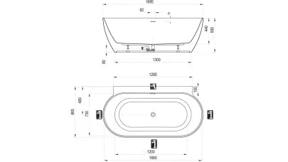 Ravak Freedom W II Tec 170x87 cm szabadon álló kád fehér, króm lefolyóval 2.