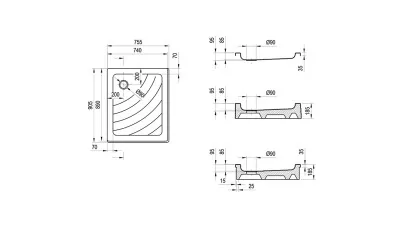 Ravak Kaskada Aneta 75x90 EX zuhanytál fehér 2.