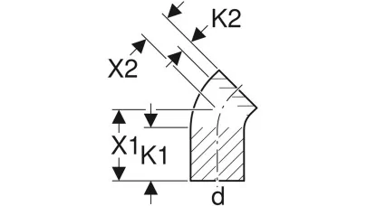 Geberit PE 45°-os hosszú szárú ívidom, 110 2.