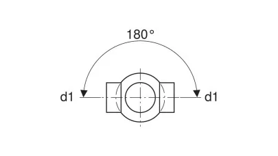 Geberit PE 88,5°-os kettős gömbelágazó idom, csatlakozók 180°-os szögben, d110/110 2.