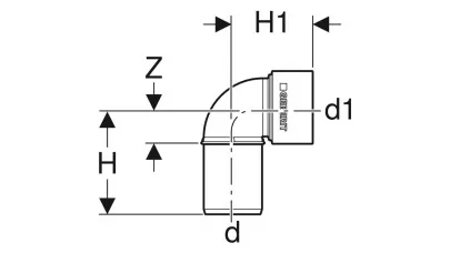 Geberit Silent-PP 90°-os csatlakozókönyök, d50/58 2.