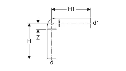 Geberit Silent-PP 90°-os csatlakozókönyök, meghosszabbított, d50/46 2.