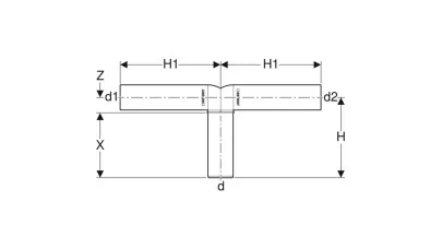 Geberit Silent-PP 90°-os kettős csatlakozó ív, hosszabb kivitel, d50/46/46 2.