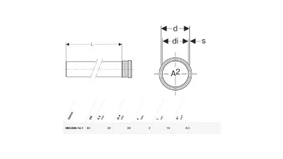 Geberit Silent-PP tokos cső, d90, L:25cm 2.