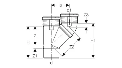 Geberit Silent-PP 45°-os párhuzamos elágazó idom, d110/110 2.