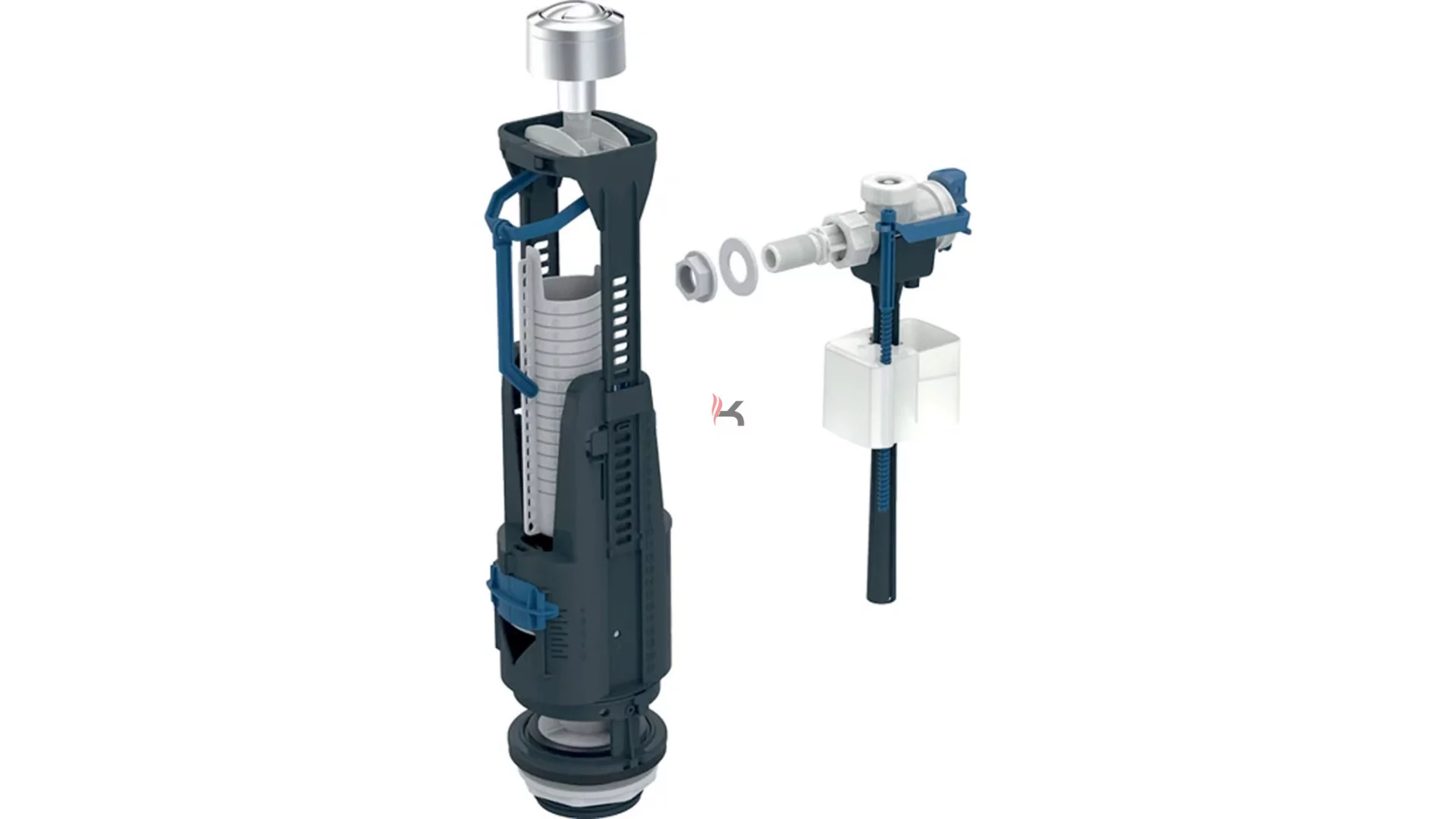 Geberit töblítőgarnitúra 240-333 típusú, oldalsó vízcsatl, 3/8", sárgaréz csonk (Gyártói cikkszám: 136.934.21.3)