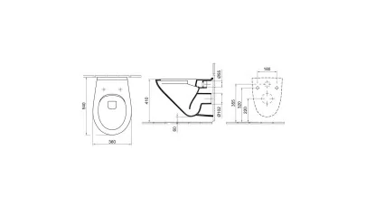 Alföldi Optic mélyöblítésű fali WC, CleanFlush, 36x54 cm, fehér, Easyplus 2.