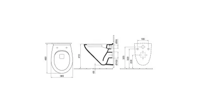 Alföldi Optic mélyöblítésű fali WC, kompakt, CleanFlush, 36x49 cm, fehér 2.