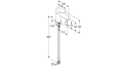 Kludi X1 75 mosdócsaptelep, egykaros, leeresztőszelep nélkül, króm 2.