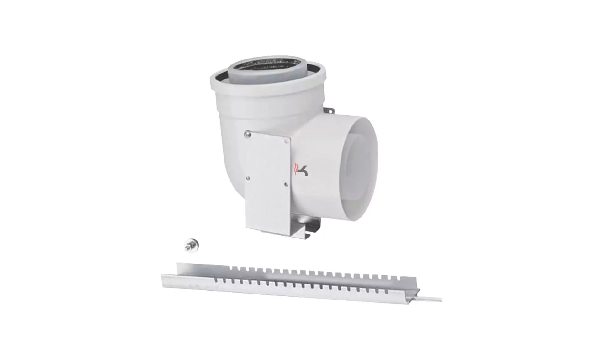 Saunier Duval bekötő könyök tartó sínnel, PP, D80 mm (Gyártói cikkszám: 0020267687)