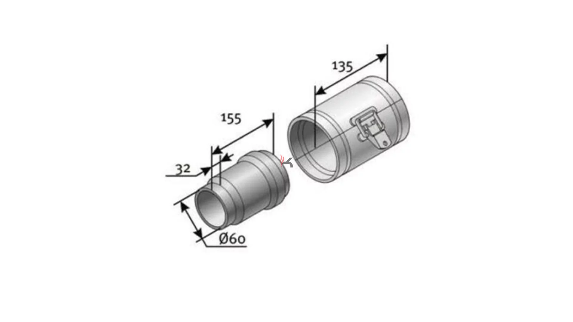 Saunier Duval ellenőrző egyenes idom D60/100 mm (Gyártói cikkszám: 0020267684)