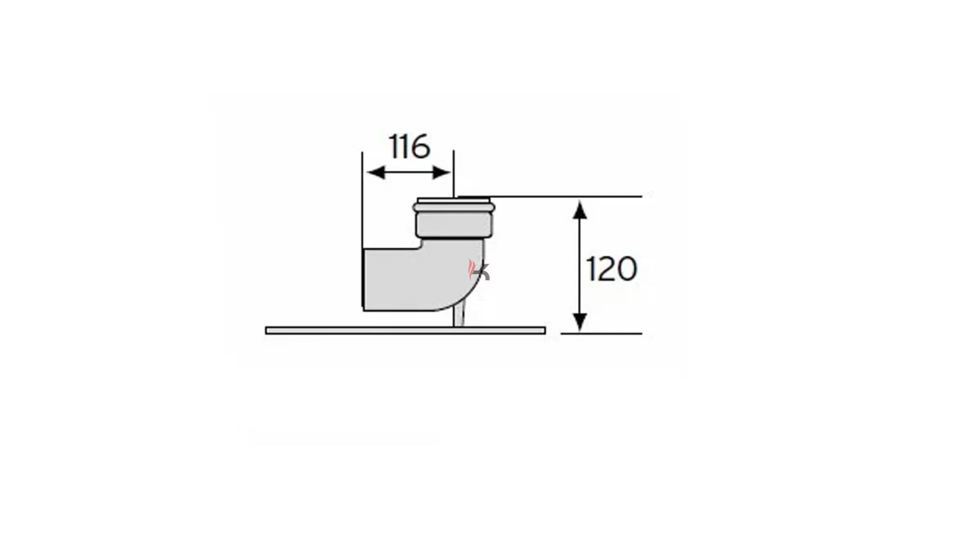 Vaillant talpas könyökidom támasztó sínnel D80 mm (Gyártói cikkszám: 009495)