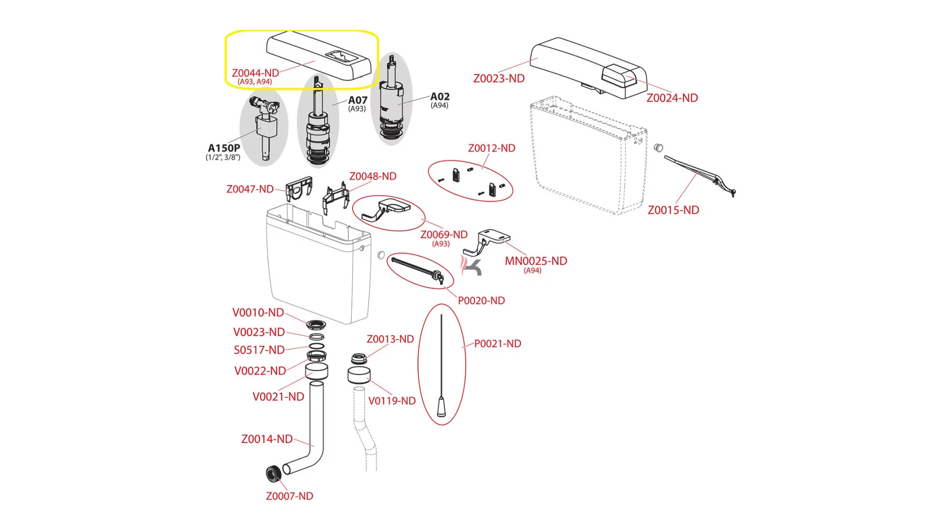 Alca Z0044-ND WC tartály tető A94 tartályhoz (Gyártói cikkszám: Z0044-ND)