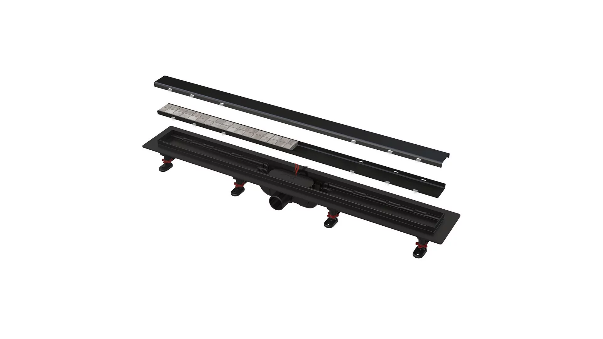 Alca APZ19BLACK Simple zuhanyfolyóka peremmel kétoldalú rácsokhoz, fekete-matt 950mm (Gyártói cikkszám: APZ19BLACK-950)