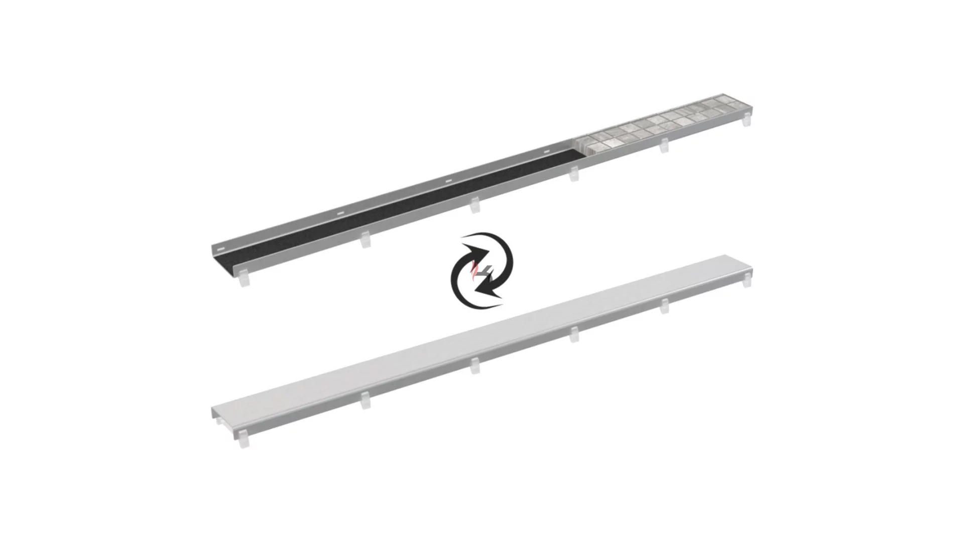 Alca DOUBLE-650M kétoldalú rács zuhanyfolyókához, rozsdamentes-matt/burkolható, 650 mm (Gyártói cikkszám: DOUBLE-650M)