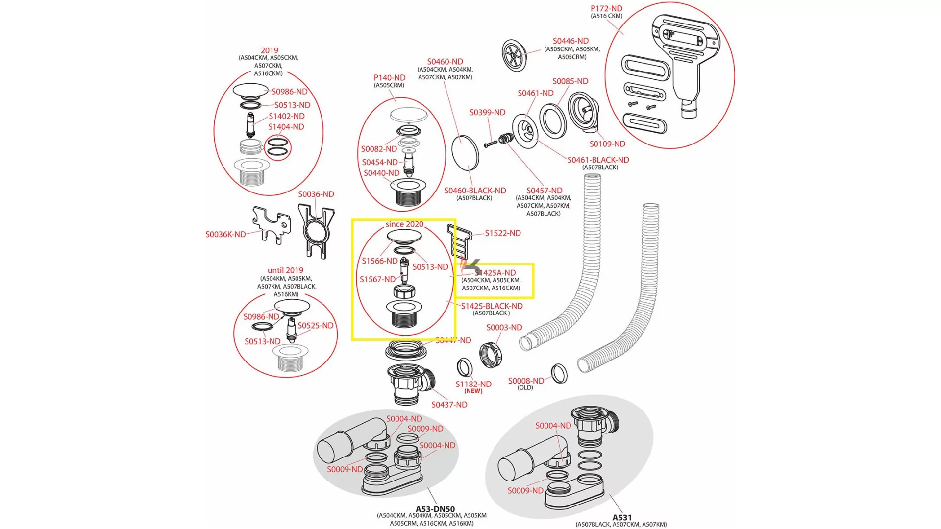 Alca S1425A-ND szifon alkatrész (Gyártói cikkszám: S1425A-ND)