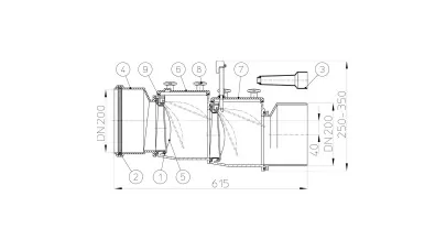 HL 720.2 visszatorlás gátló szelep, DN200, 2 db nemesacél csappantyú, tisztítófedél, kézi zár 2.