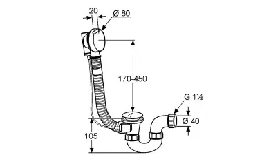 Kludi Rotexa le- és túlfolyógarnitúra G 1 1/2 2.