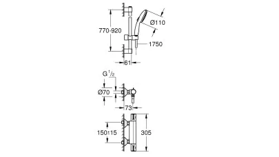 Grohe Grohtherm 800 Termosztátos zuhanycsaptelep 1/2”, zuhanyszettel 2.