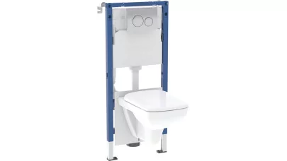 Geberit Duofix fali WC-szerelőelem készlet, 112 cm, Delta 12 cm-es falsík alatti öblítőtartállyal, Delta20 működtetőlap, kerek, Selnova Square fali WC, szögletes, Rimfree
