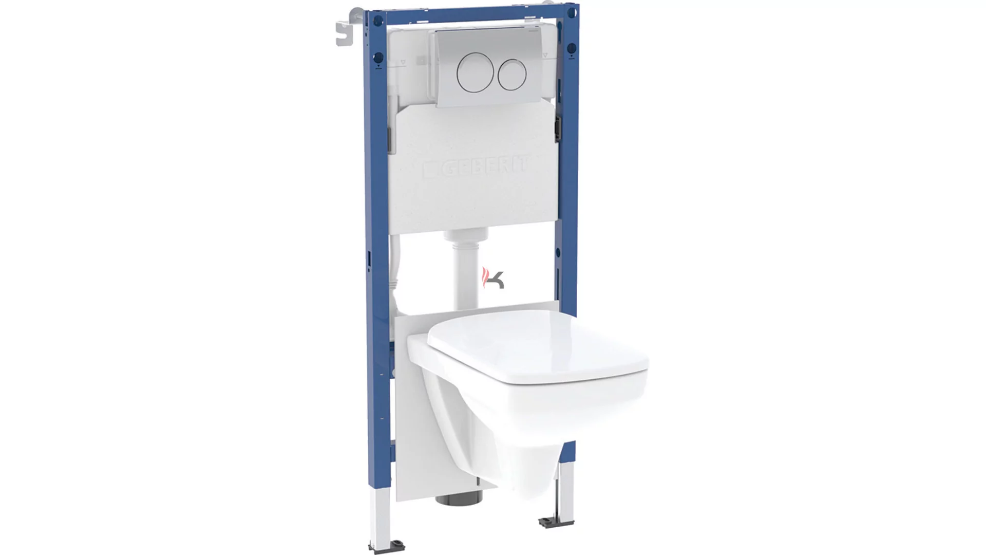Geberit Duofix fali WC-szerelőelem készlet, 112 cm, Delta 12 cm-es falsík alatti öblítőtartállyal, Delta20 működtetőlap, kerek, Selnova Square fali WC, szögletes, Rimfree (Gyártói cikkszám: 118.402.21.3)
