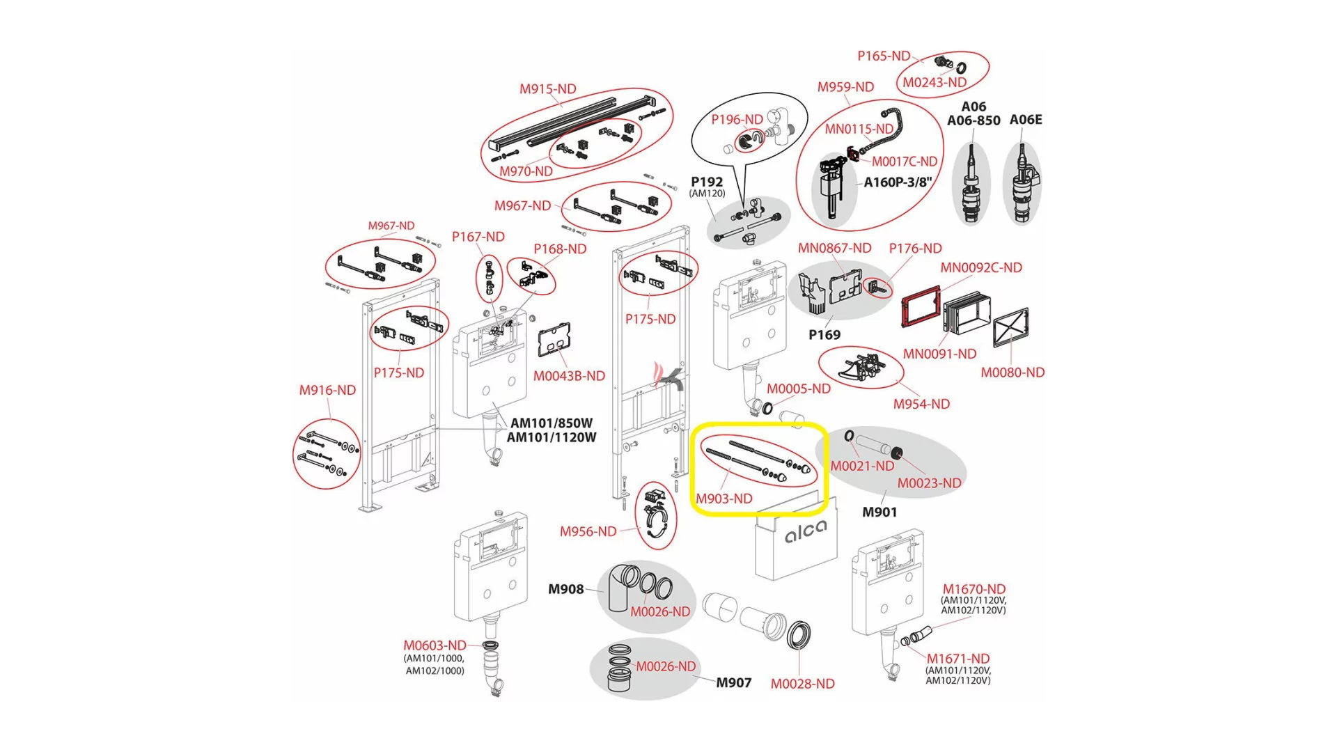 Alca M903-ND Threaded rods + accessories (Gyártói cikkszám: M903-ND)