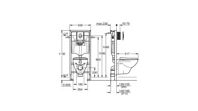 Grohe 4in1 szett Perth fali WC + lecsapódásmentes ülőke + Rapid SL tartály + Skate Air króm nyl. 2.
