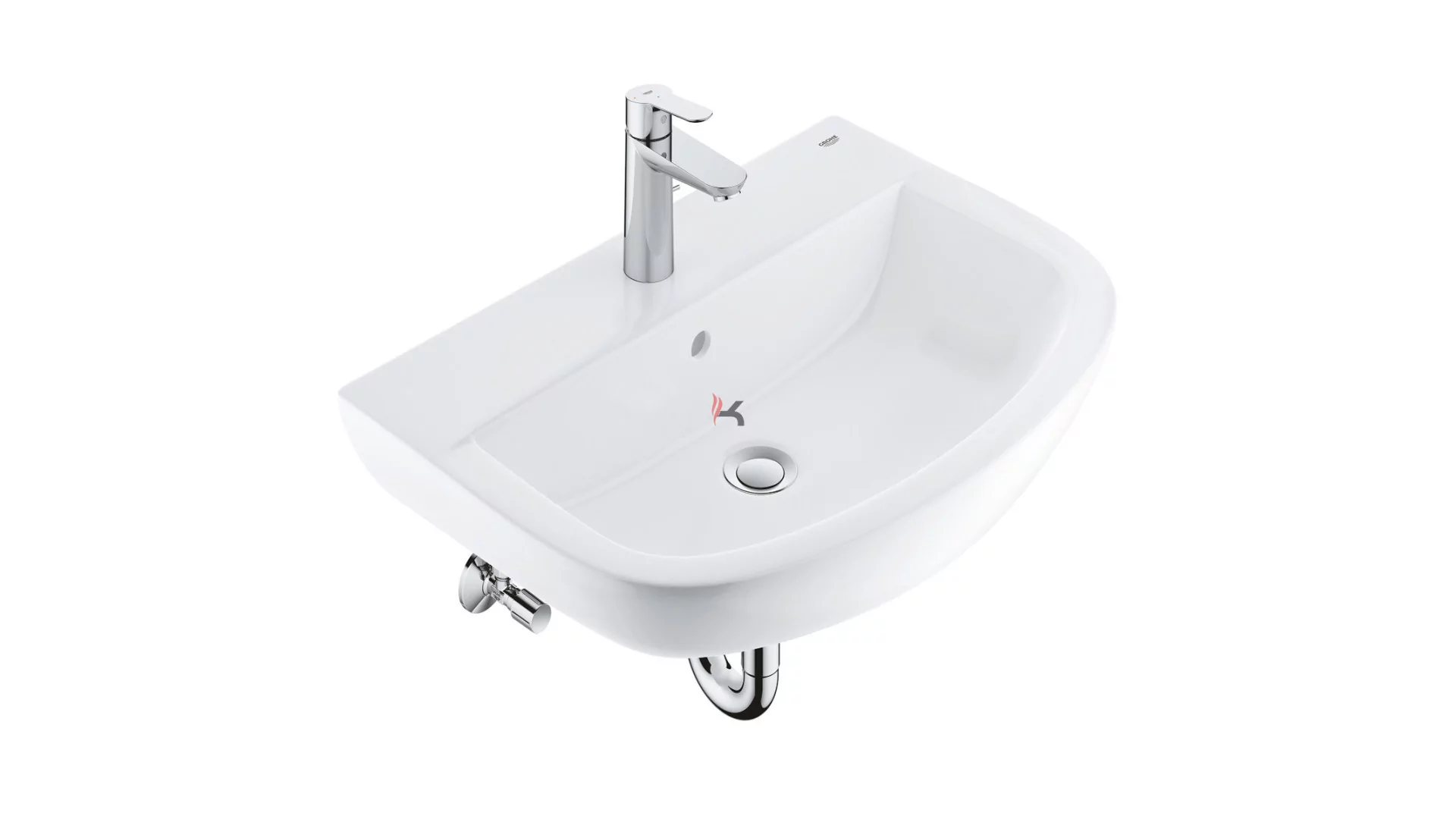Grohe Bau Ceramic mosdó 55 cm + BauEdge M mosdócsaptelep + szifon + sarokszelepek (Gyártói cikkszám: 39643000)