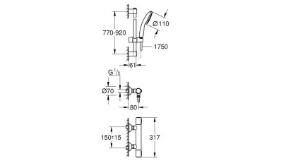 Grohe Grohtherm 500 Termosztátos zuhanycsaptelep 1/2”, zuhanyszettel 2.