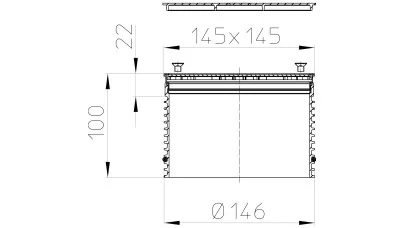 HL 3911 rácstartó d 146mm, 145x145mm nemesacél kerettel (V4A), 138x138mm lecsavarozható nemesacél 2.