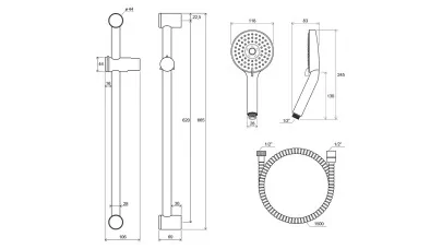 Ravak R3 Flat M 922.00 zuhanyszett 60 cm 2.