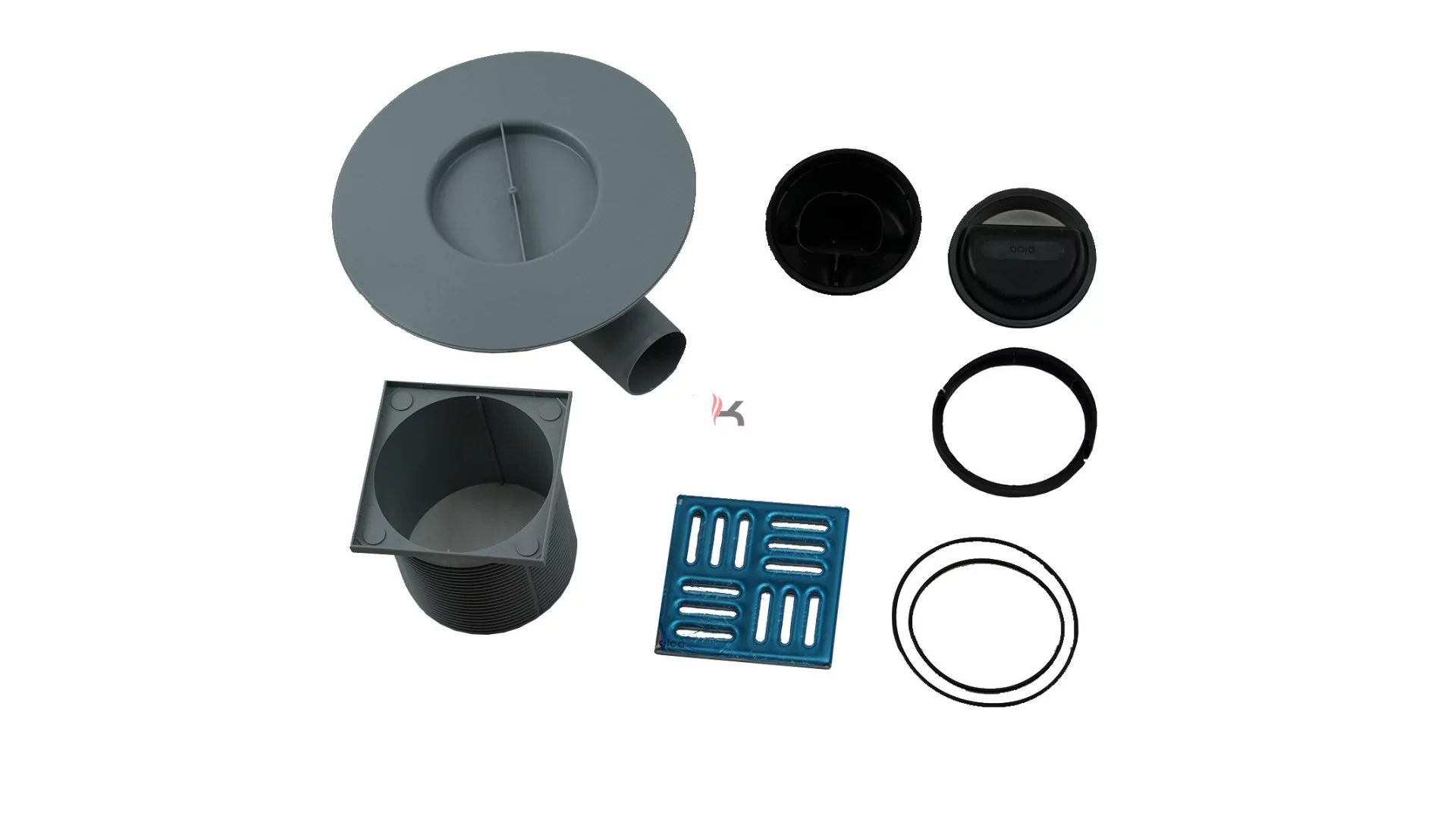 Alca APV1321 padlóösszefolyó 105×105/50 mm vízszintes, rozsdamentes rács, kombinált SMART bűzzár (Gyártói cikkszám: APV1321)