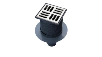 Alca APV2 padlóösszefolyó 105×105/50 mm függőleges, rozsdamentes rács, vizes bűzzár