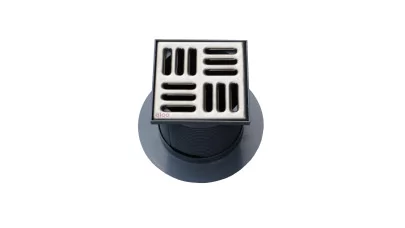 Alca APV2 padlóösszefolyó 105×105/50 mm függőleges, rozsdamentes rács, vizes bűzzár 2.