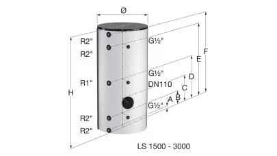 Flamco LS 1500 HMV tároló, 10 bar, fehér, 1500l 2.