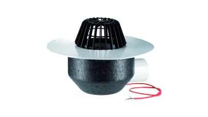 HL 64.1P/1 lapostető lefolyó vízszintes DN110, PVC szigetelő tárcsával, fűthető (10-30W/230V), lo